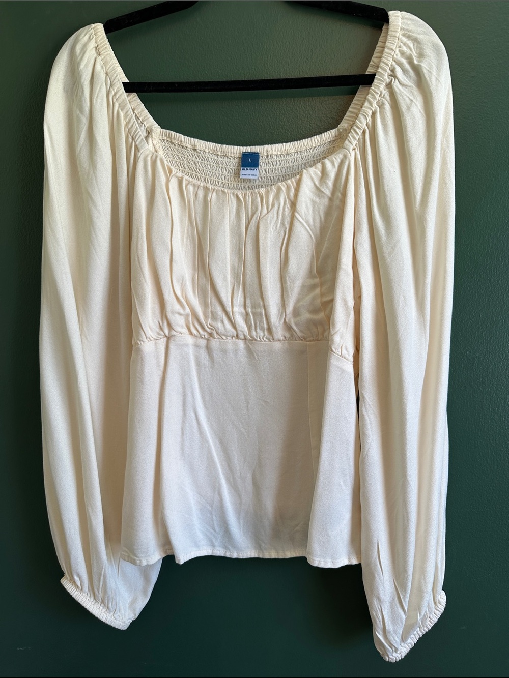 Old Navy Cream Square-Neck Crepe Top in Creme De La Creme Size L